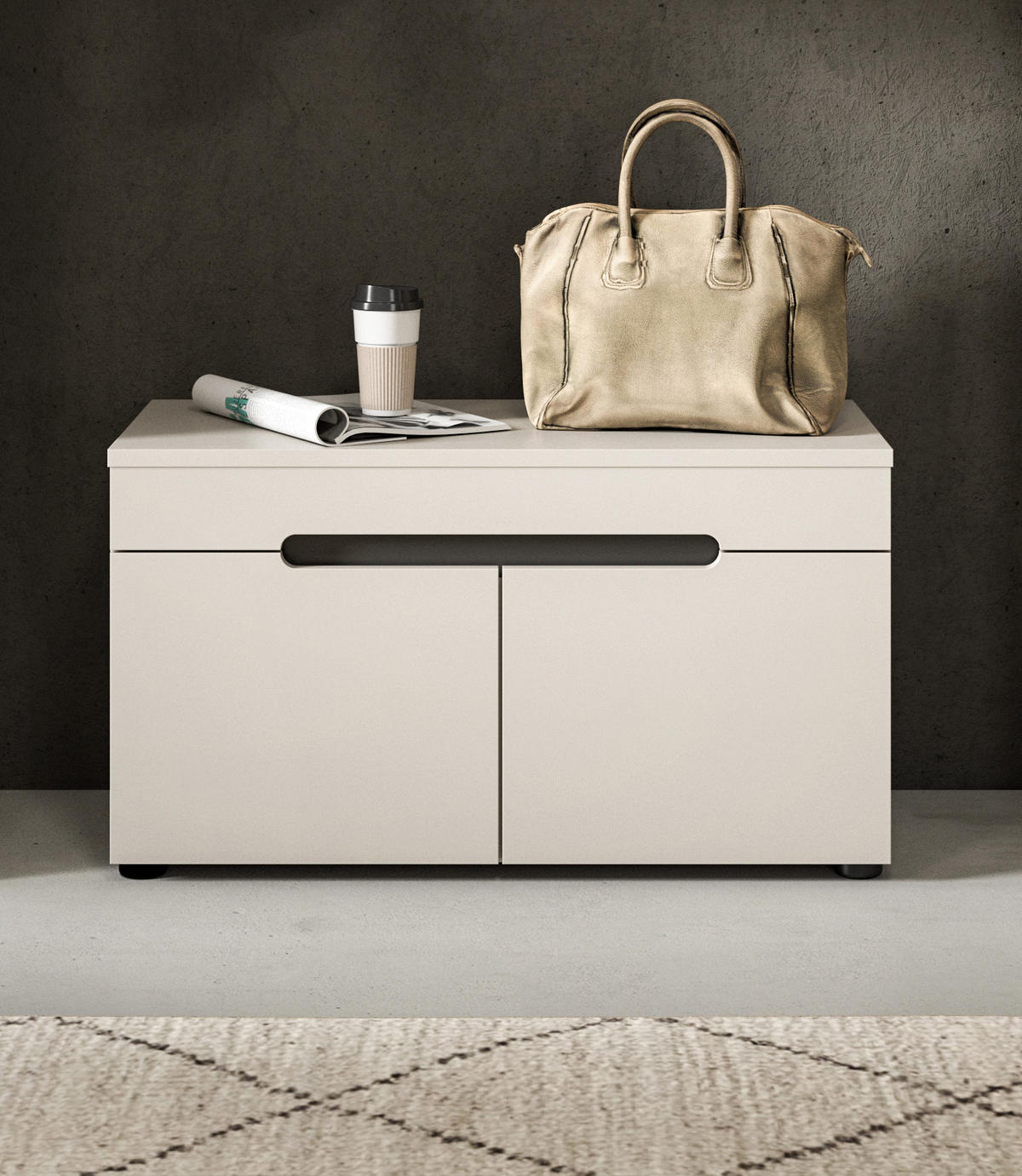 SITZBANK Nova Garderobe in Basalt grau Nachbildung und Artisan Nachbildung B/H/T: 80x45x37 cm - Kaschmir, Holzwerkstoff (80/45/37cm) - Homes & Jones