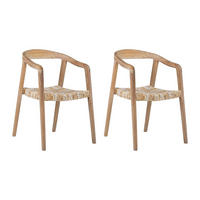 STUHL mit Armlehnen 2er-Set - Teakholz - Holzfarben hell - JUNARIA - Naturfarben, Naturmaterialien (55/78/57cm) - Vente-Unique