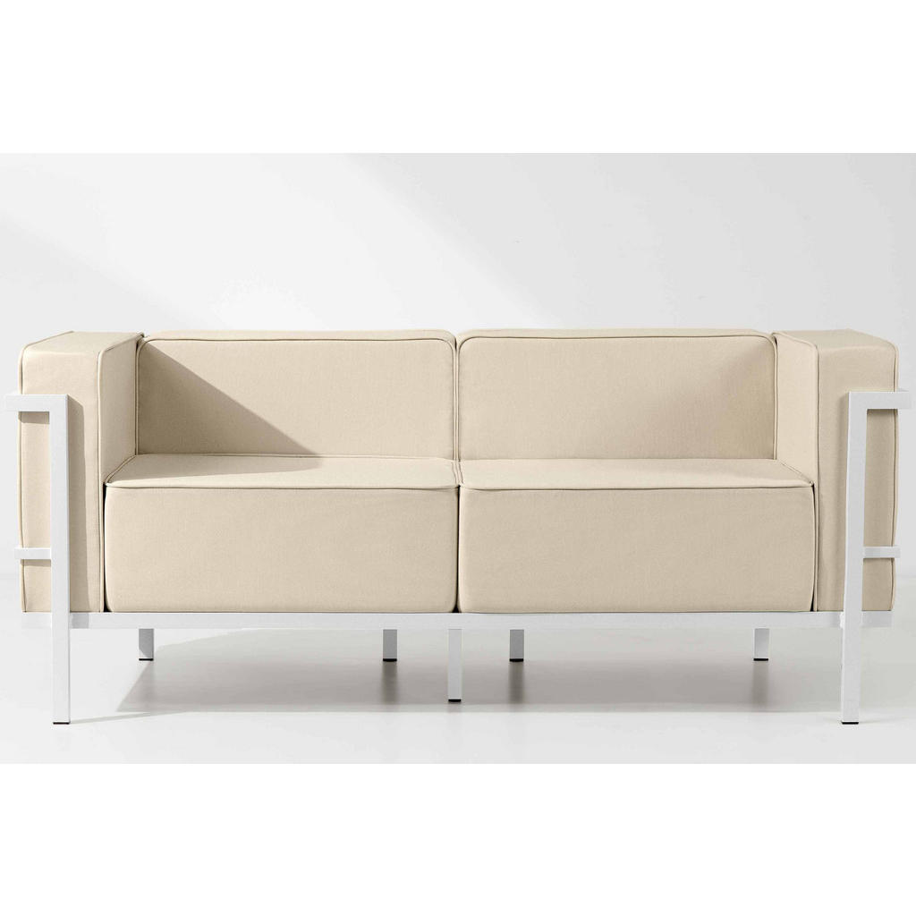 Thumbnail - Konsimo® Gartensofa, Weiß, Creme, Metall, Textil, 2-Sitzer, Füllung: Schaumstoff, Rechteckig, 164x70x69 cm, Hergestellt ...