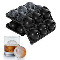 EISWÜRFELFORM Kugel Silikon mit Deckel, schwarz - Schwarz, Kunststoff (15.7/7.2/22.6cm)