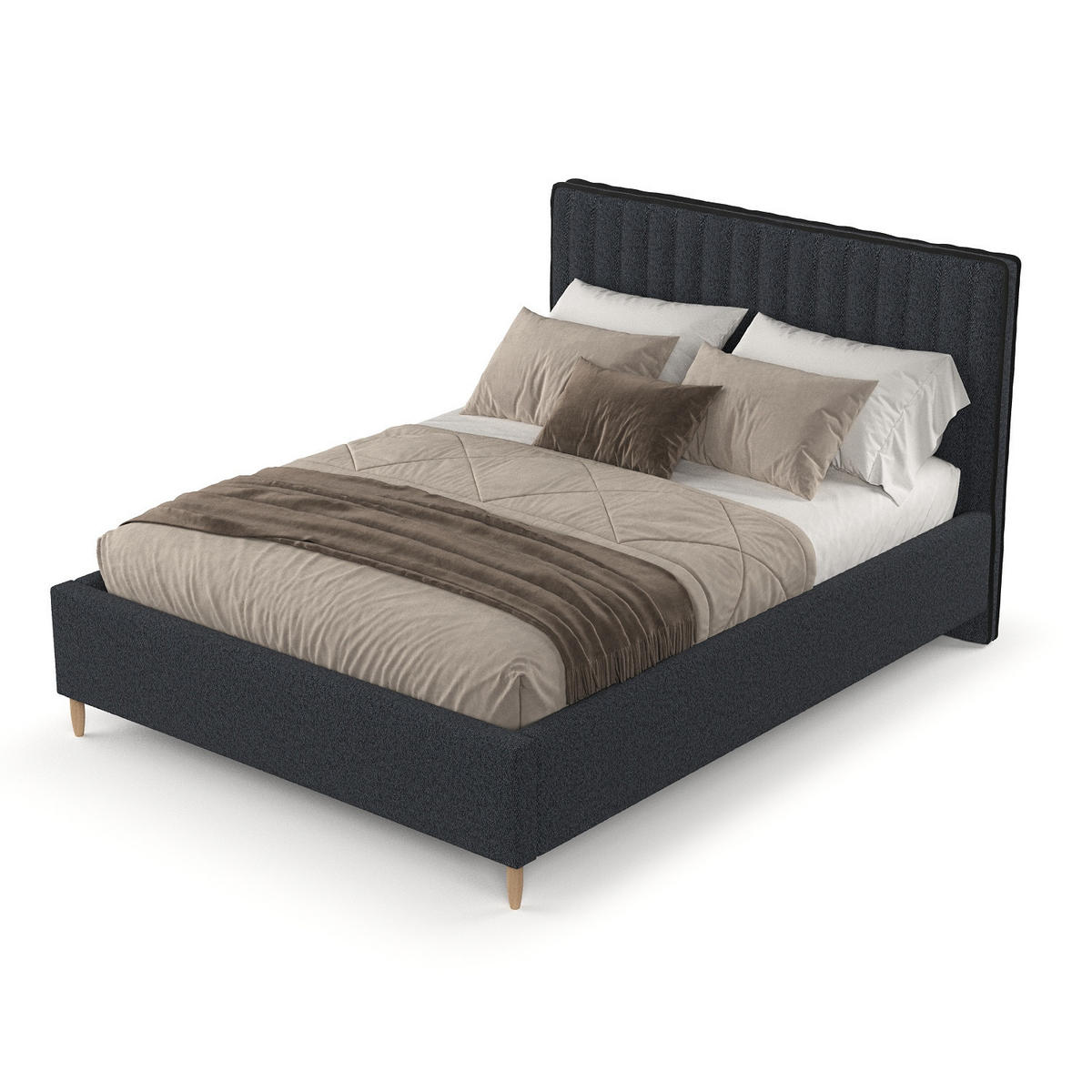 POLSTERBETT Aria 180/200 cm Anthrazit im Riva Stoff - Anthrazit/Naturfarben, Holz/Holzwerkstoff (180/200cm) - AltaBeds