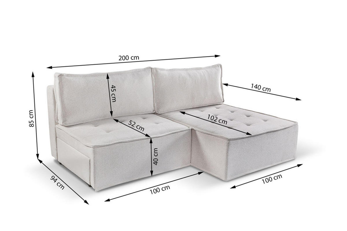 ECKSOFA Schlafsofa Amalia In Raven - Rotbraun, Holzwerkstoff/Textil (200/140cm) - Fun Möbel