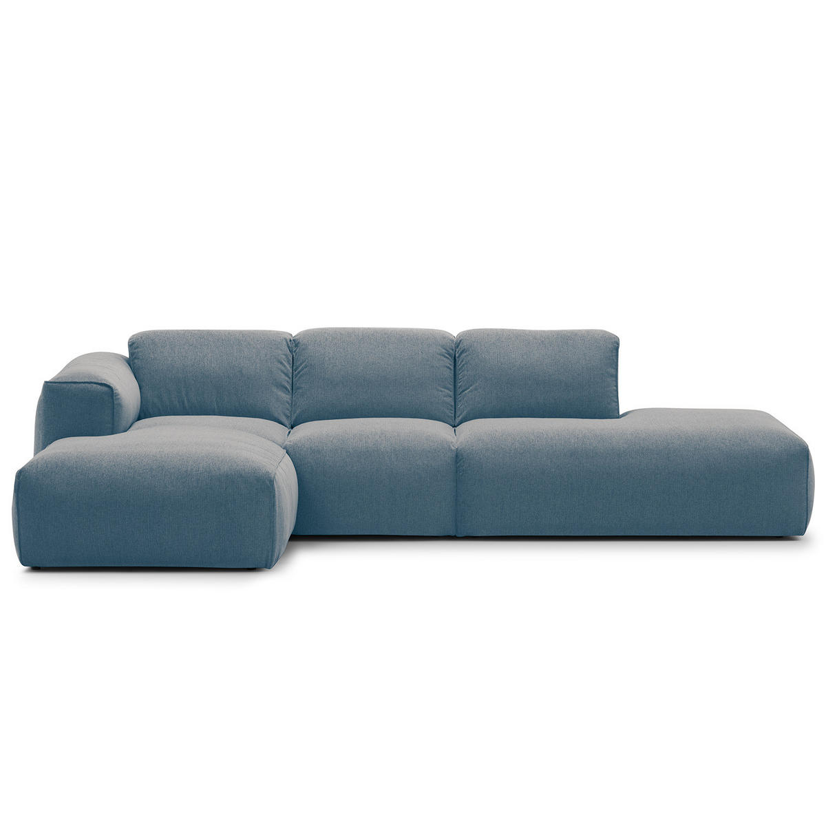ECKSOFA mit Chaiselongue - Blaugrau/Schwarz, Kunststoff/Textil (290/173cm) - home24
