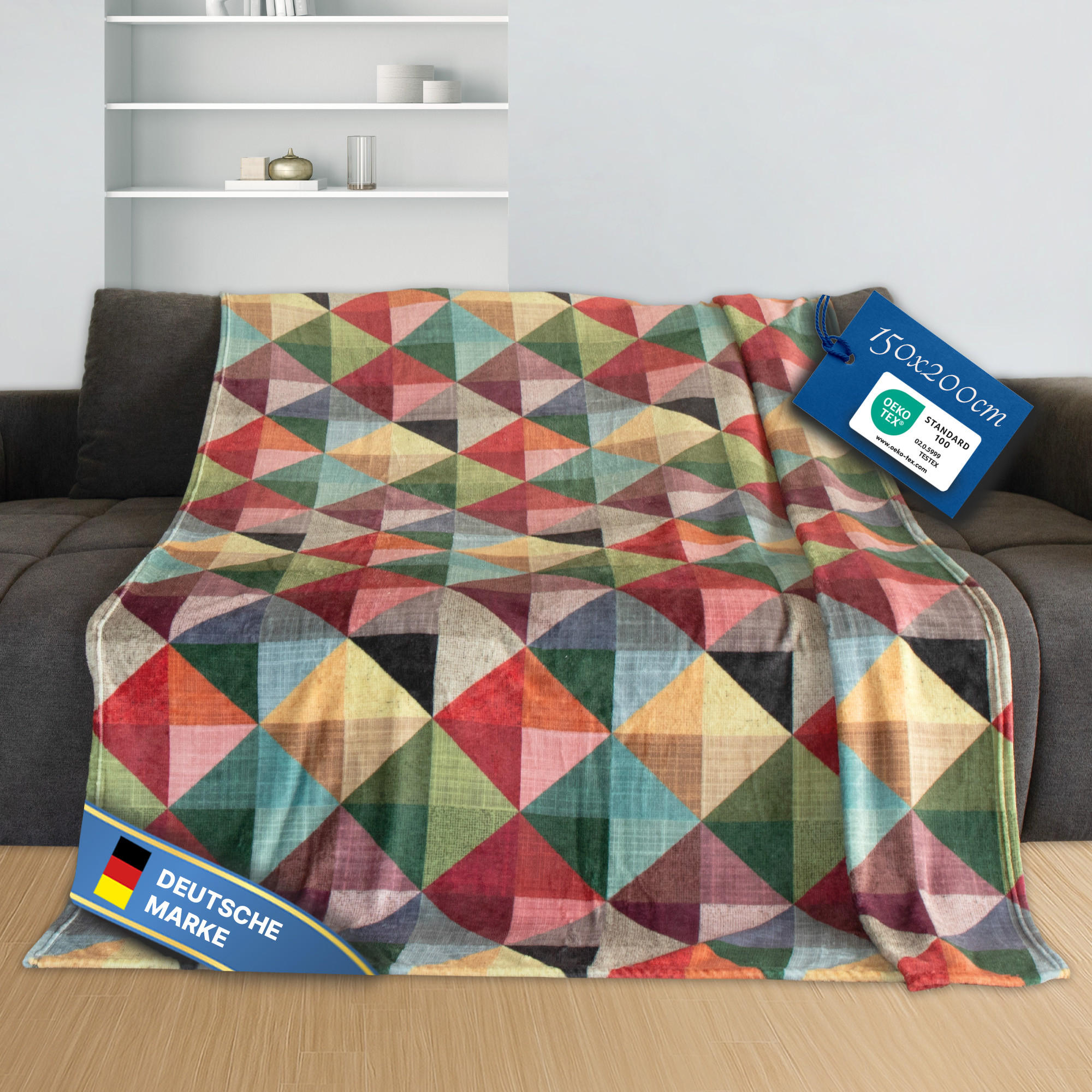 WOHNDECKE 150x200cm Design - Cubus - Rot/Multicolor, Textil (150/200cm) - Bestlivings