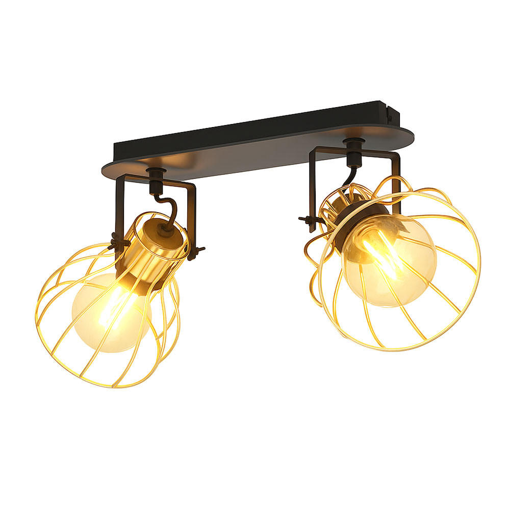 DECKENLEUCHTE Metallgeflecht Schwarz Holz - Schwarz, Holz (48/28/26cm)