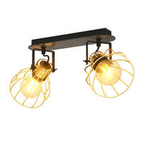 DECKENLEUCHTE Metallgeflecht Schwarz Holz - Schwarz, Holz (48/28/26cm)