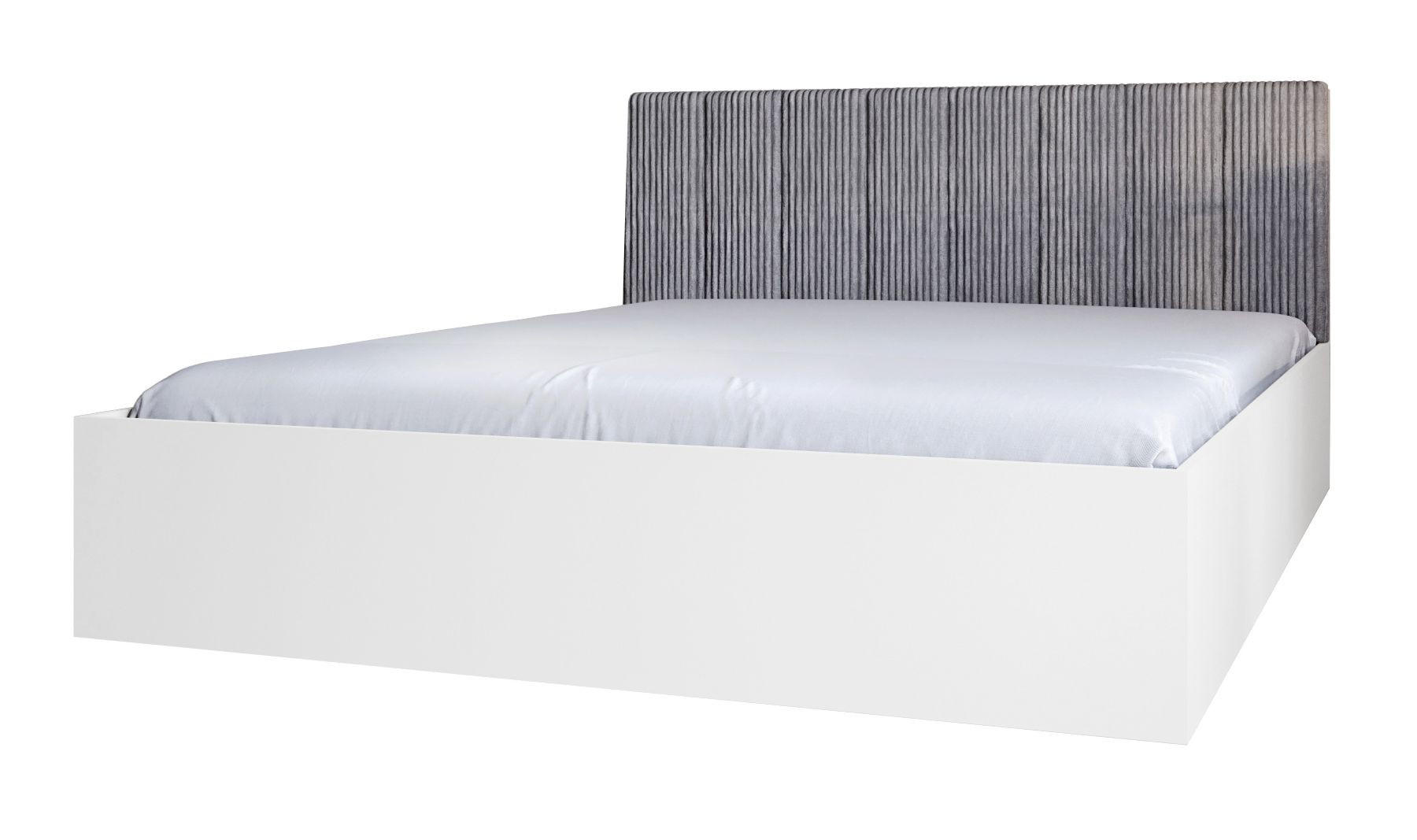 BETT Weiß STYLE Mit Matratze Gepolsterter Grauer Kopfteil 90x200 cm - Weiß, Textil (90/200cm) - Sepro Meble