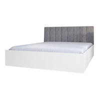 BETT Weiß STYLE Mit Matratze Gepolsterter Grauer Kopfteil 140x200 cm - Weiß, Textil (140/200cm) - Sepro Meble