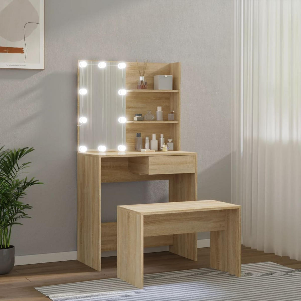 SCHMINKTISCH Dillard 74.5/40/141 cm - Braun, Holzwerkstoff (74.5/141/40cm) - Nettlife