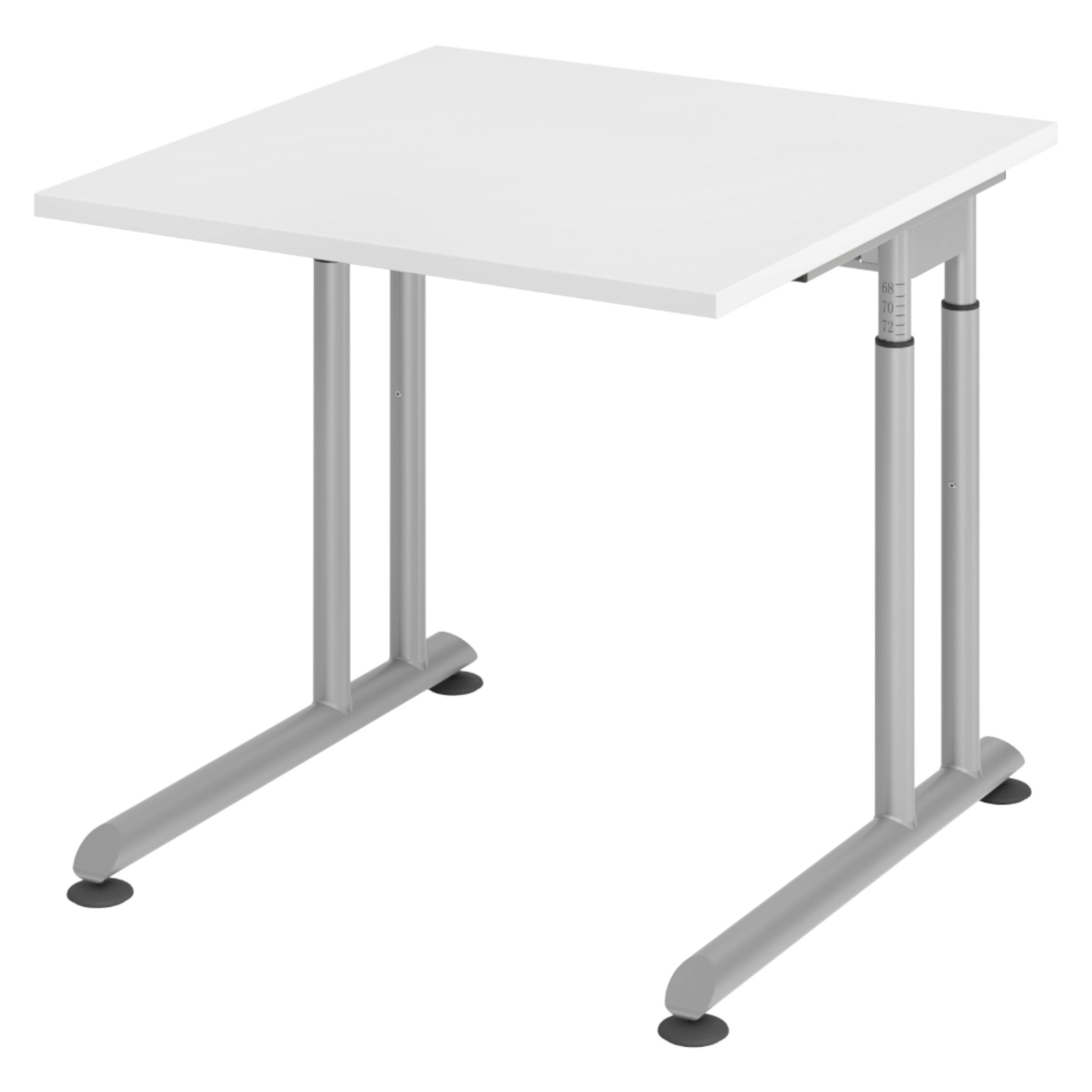 SCHREIBTISCH Serie-Z 80/80/74 cm in Weiß/Silberfarben - Silberfarben/Weiß, Holzwerkstoff (80/80/74cm) - bümö