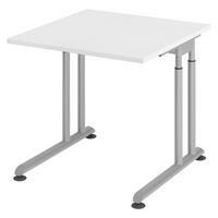 SCHREIBTISCH Serie-Z 80/80/74 cm in Weiß/Silberfarben - Silberfarben/Weiß, Holzwerkstoff (80/80/74cm) - bümö