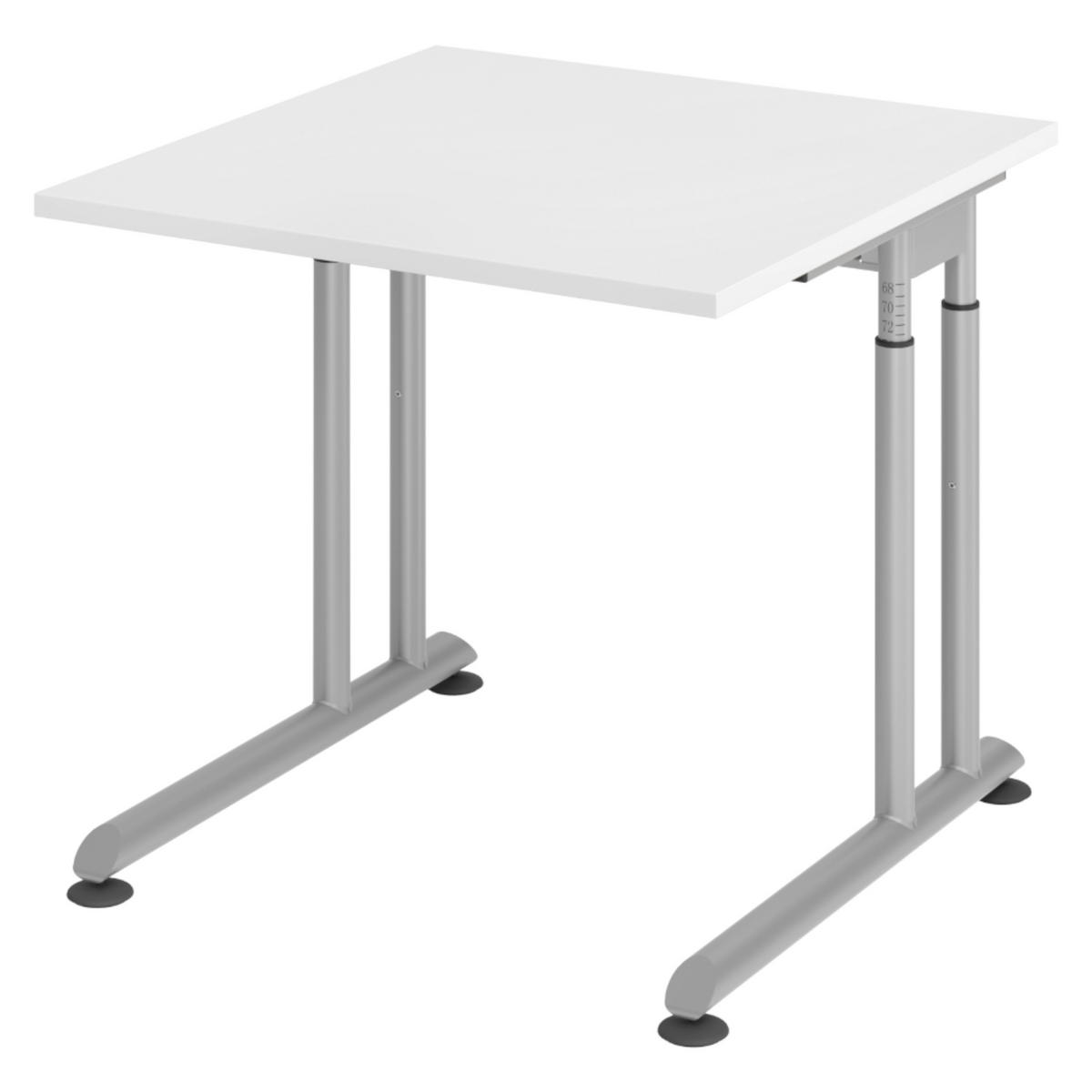 SCHREIBTISCH Serie-Z 80/80/74 cm in Weiß/Silberfarben - Silberfarben/Weiß, Holzwerkstoff (80/80/74cm) - bümö