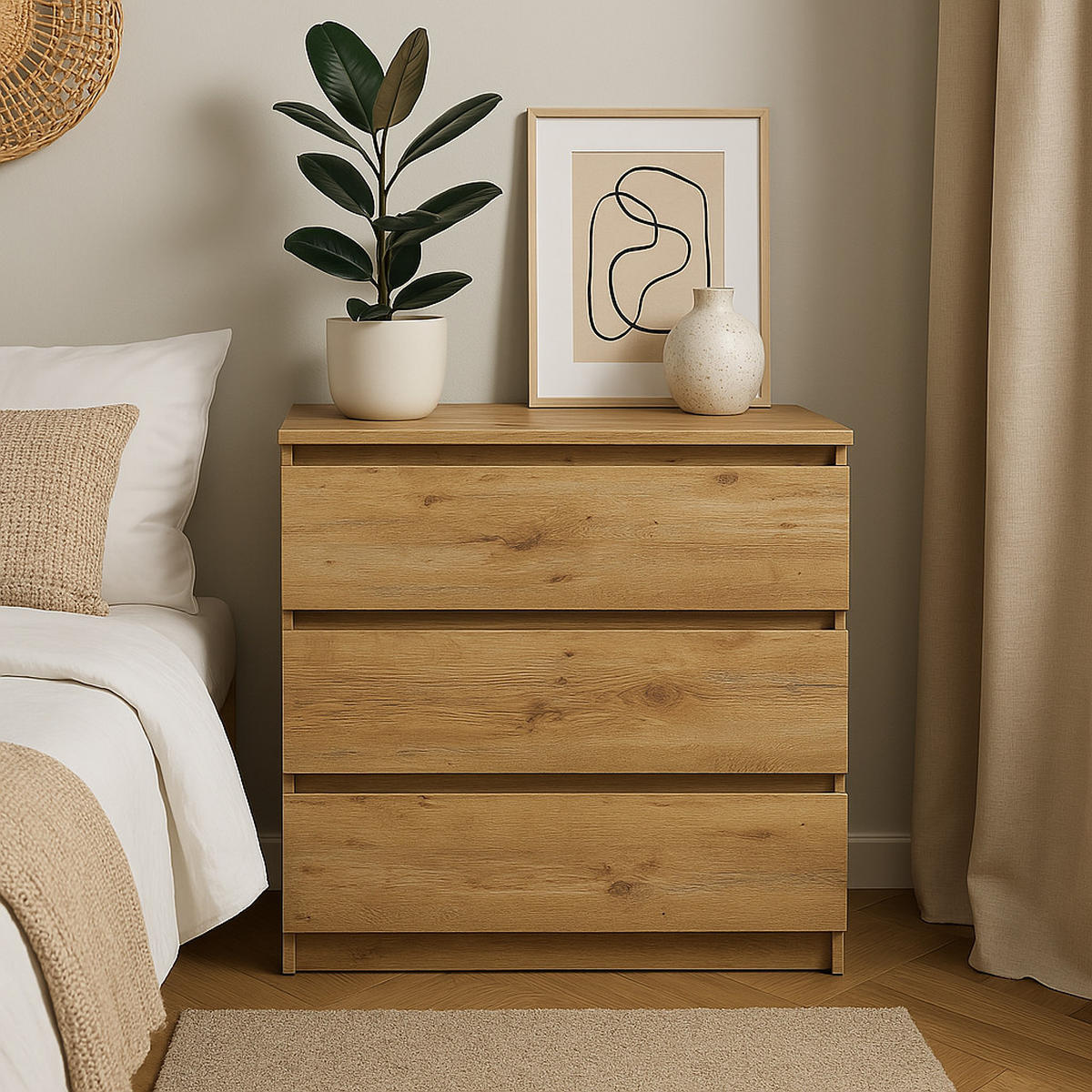 KOMMODE bella3 - Eiche Artisan, Holzwerkstoff (70/76/35cm) - roe furniture
