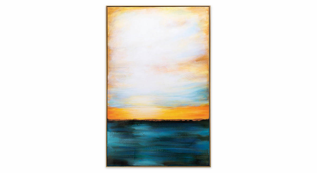 ACRYLBILD HANDGEMALT 60/90 cm - Blau/Gelb, Textil (60/90cm) - KUNSTLOFT