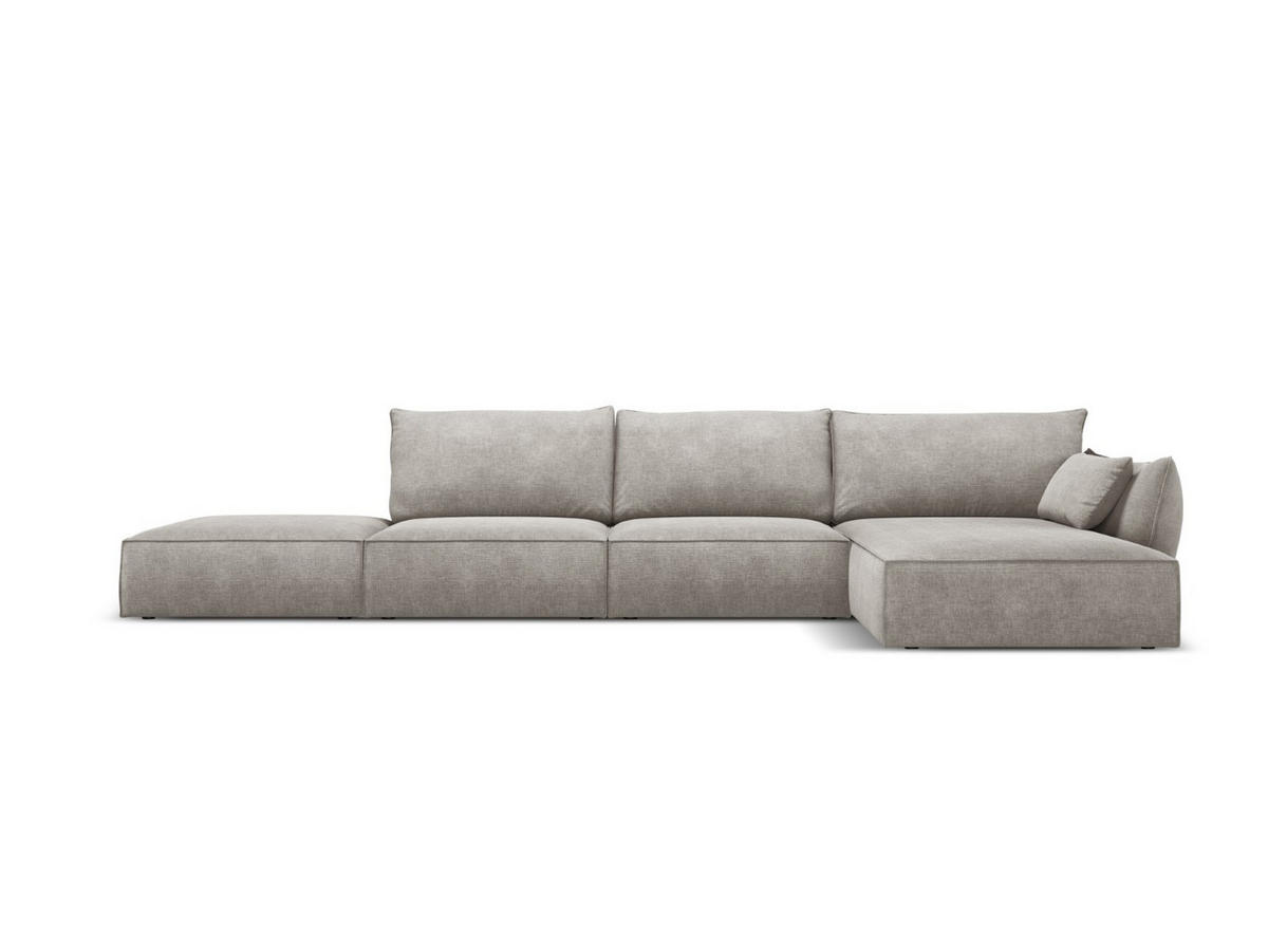 ECKSOFA rechts Kaelle aus Chenille-Stoff hellgrau 5 Sitzplätze - Hellgrau, Textil (171/364cm) - Micadoni