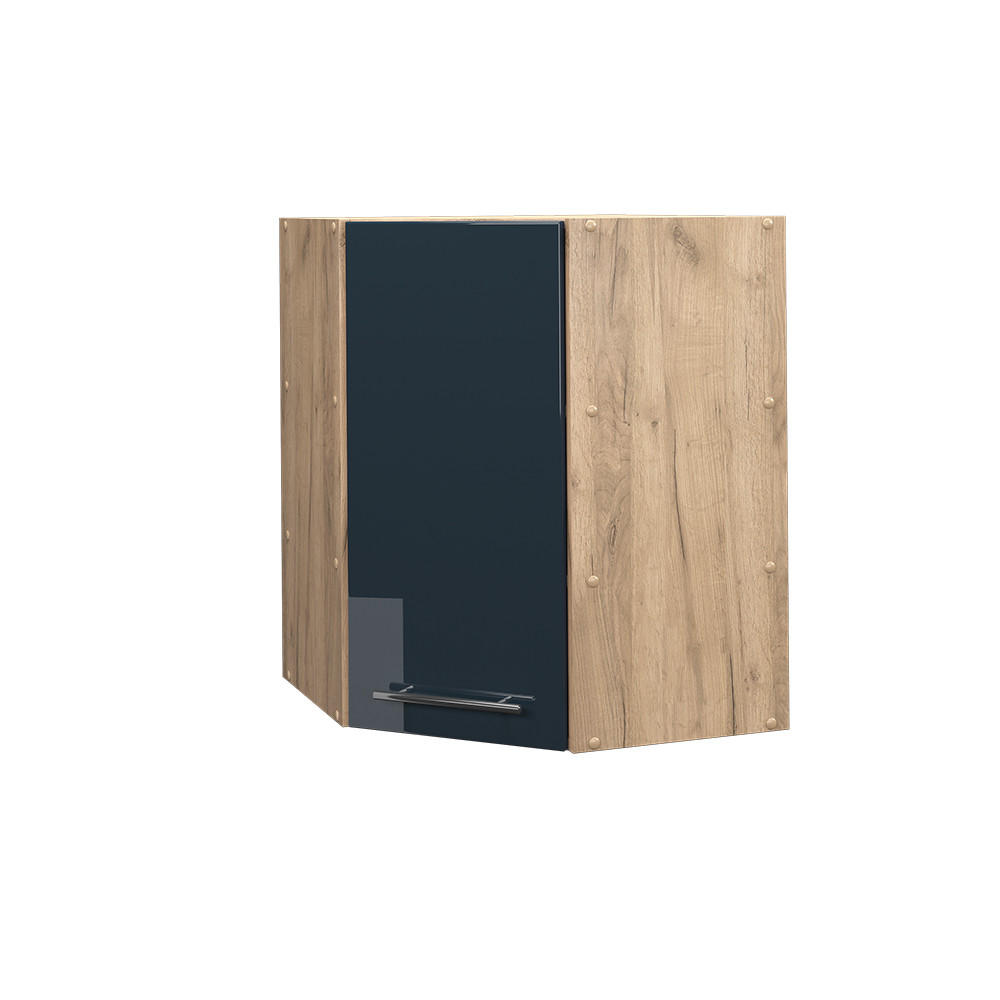 KÜCHENSCHRÄNKE Fame-Line Dunkelblau Hochglanz 57 cm - Honigeiche/Eiche Wotan, Holzwerkstoff (57/72/34.1cm) - Vicco