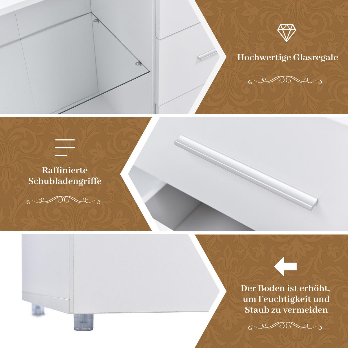 SIDEBOARD LED 140x35x70cm TV-Schrank Lowboard Stauraum - Weiß, Holzwerkstoff (35/70/140cm) - FLIEKS