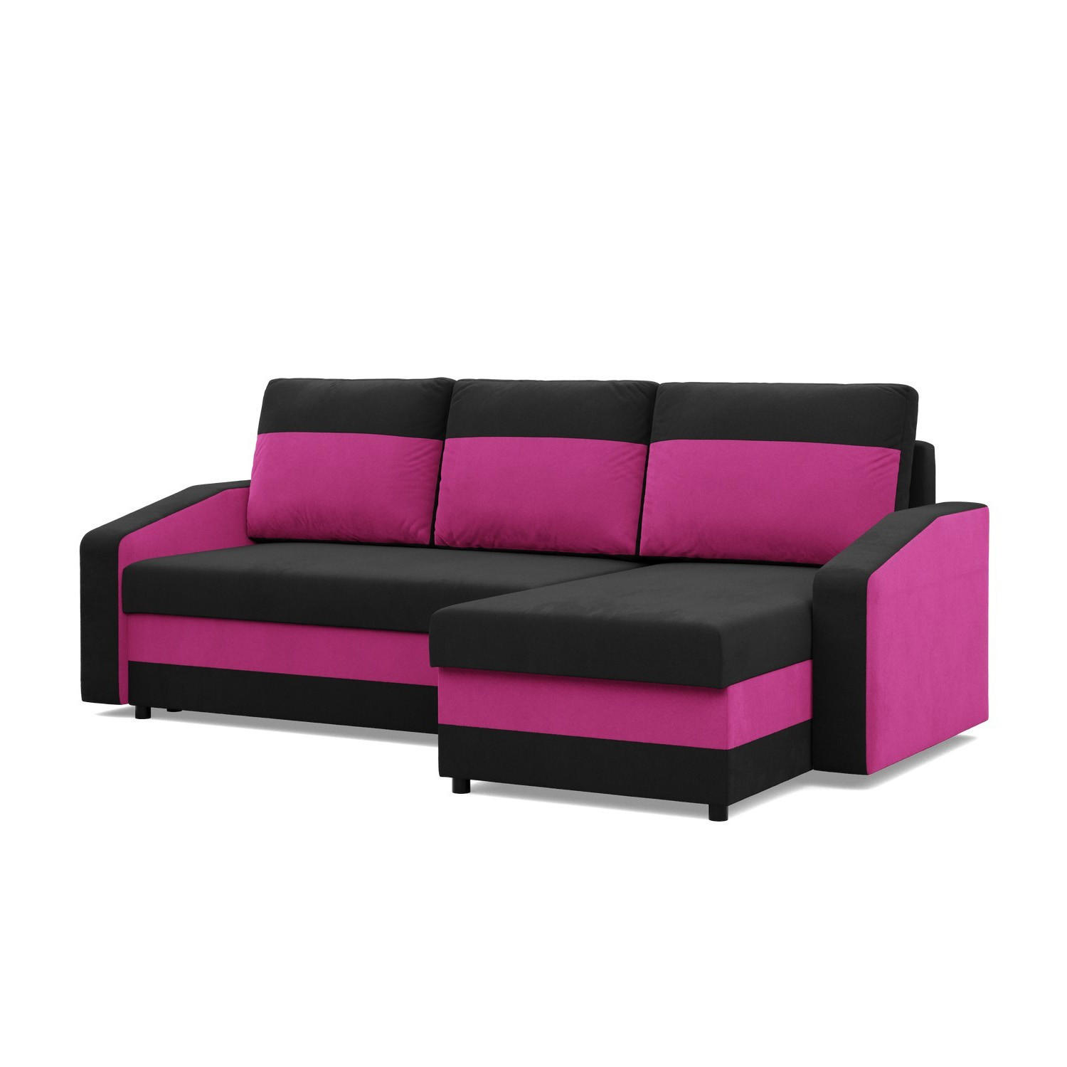ECKSOFA MIT SCHLAFFUNKTION ORION, Schwarz + Rosa - Multicolor, Textil (231/140cm)