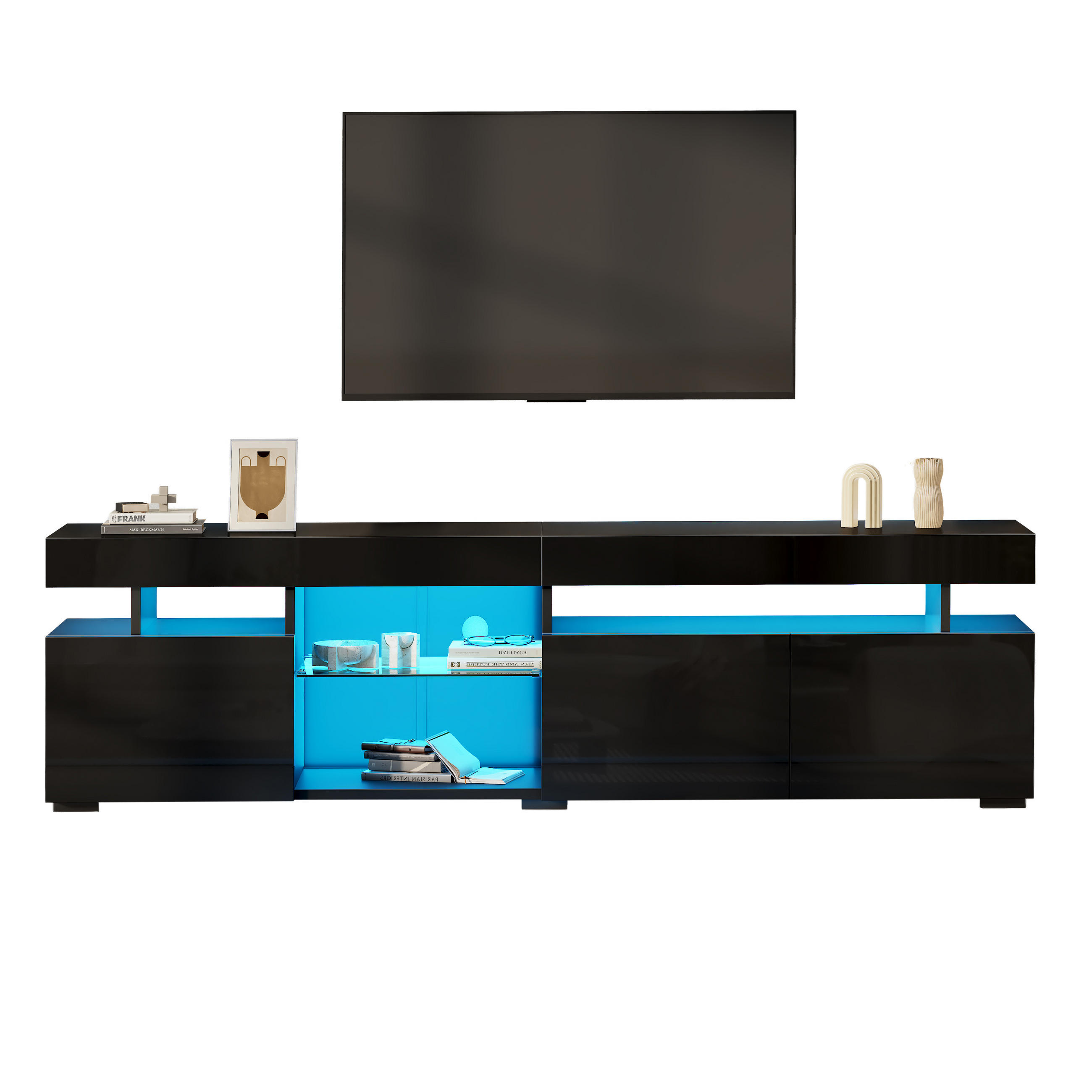 TV-LOWBOARD Schwarz 180/35/45 cm - Schwarz, Holzwerkstoff (180/45/35cm) - PANGIVO
