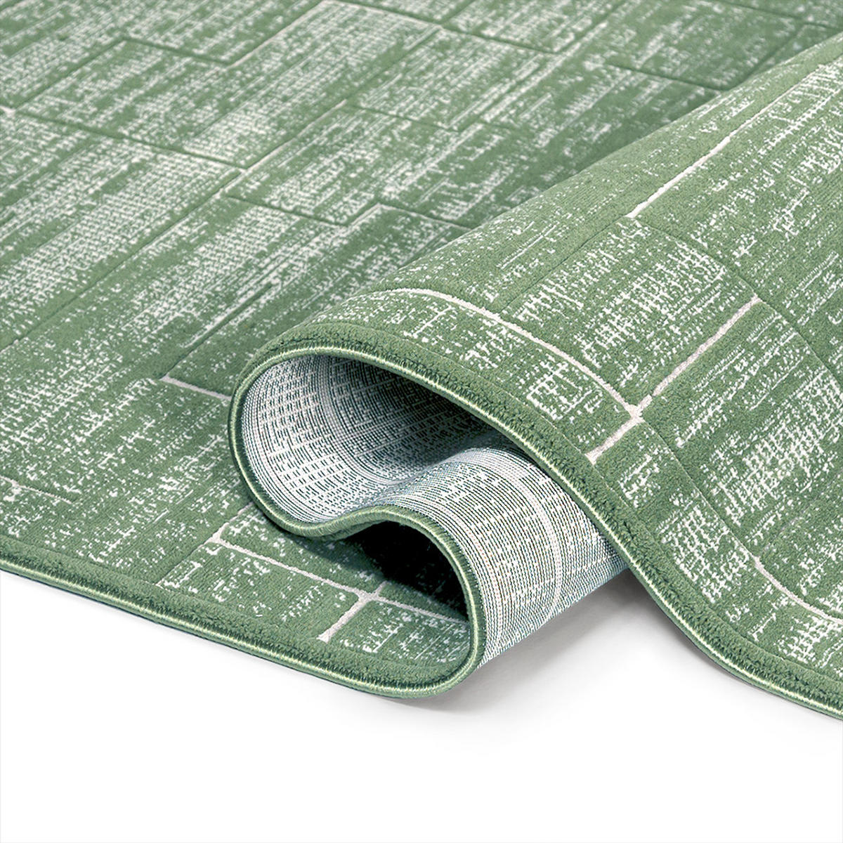 TEPPICH Alin Musgo Mazovia 120x170cm Creme Grün Abstrakt Kurzflor - Grün, Textil (120/170cm) - Mazovia