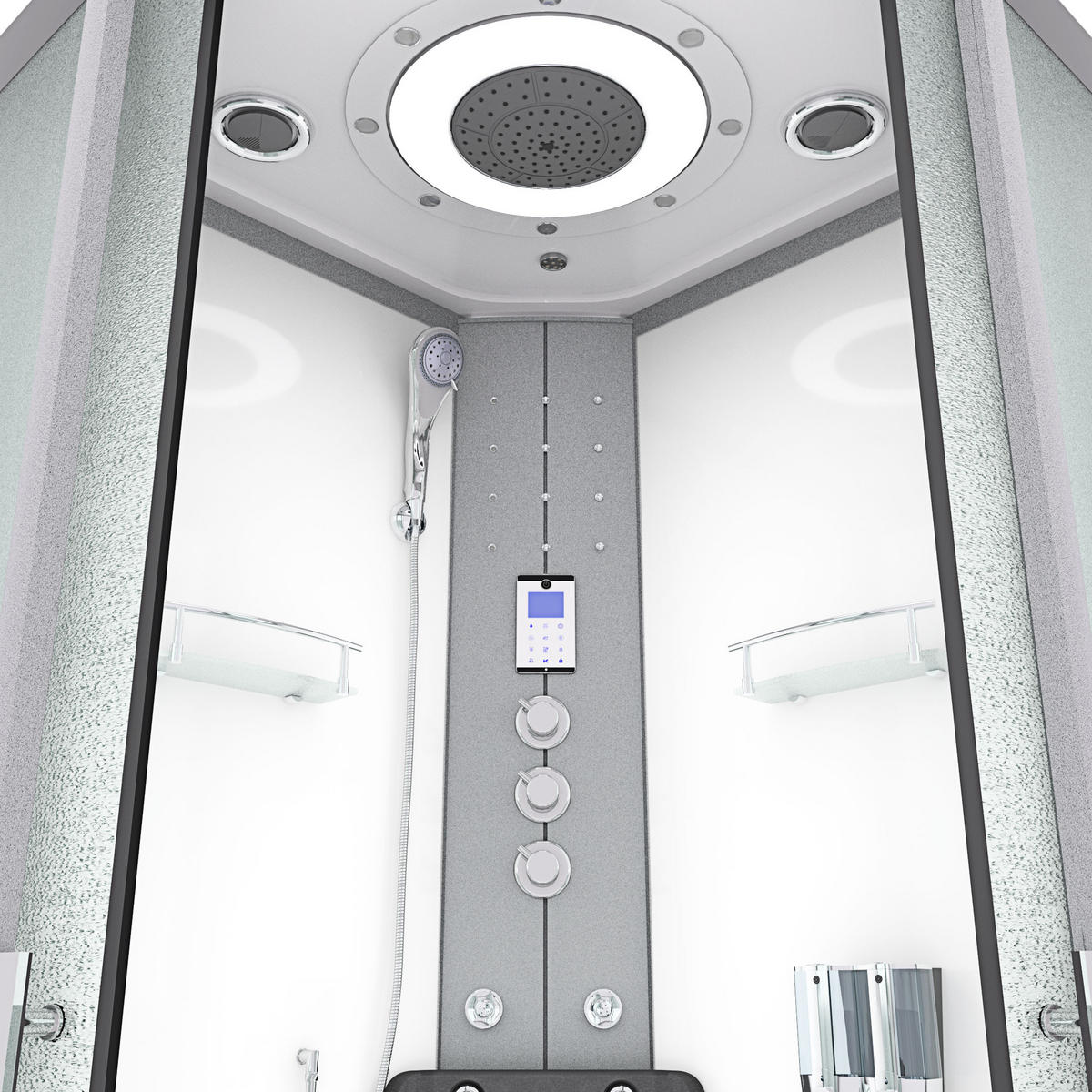 DAMPFDUSCHE Duschkabine D58-60M3-EC Weiß 100x100 - Weiß, Glas/Kunststoff (100/100/225cm) - AcquaVapore by Sandra Jentho