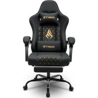 GAMING Stuhl im Racing Style aus Vintage PU Leder, mix - Schwarz, Kunststoff (57/25/85cm)