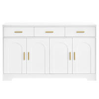 SIDEBOARD Weiß 4 Türen 3 Schubladen Gold Griffe MDF - Weiß, Holzwerkstoff (140/83/40cm) - FLIEKS