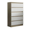 KOMMODE ADRIANO 70/112/33 cm mit 5 Schubladen Sonoma Eiche - Weiß/Sonoma Eiche, Holzwerkstoff (70/112/33cm) - MASSENO