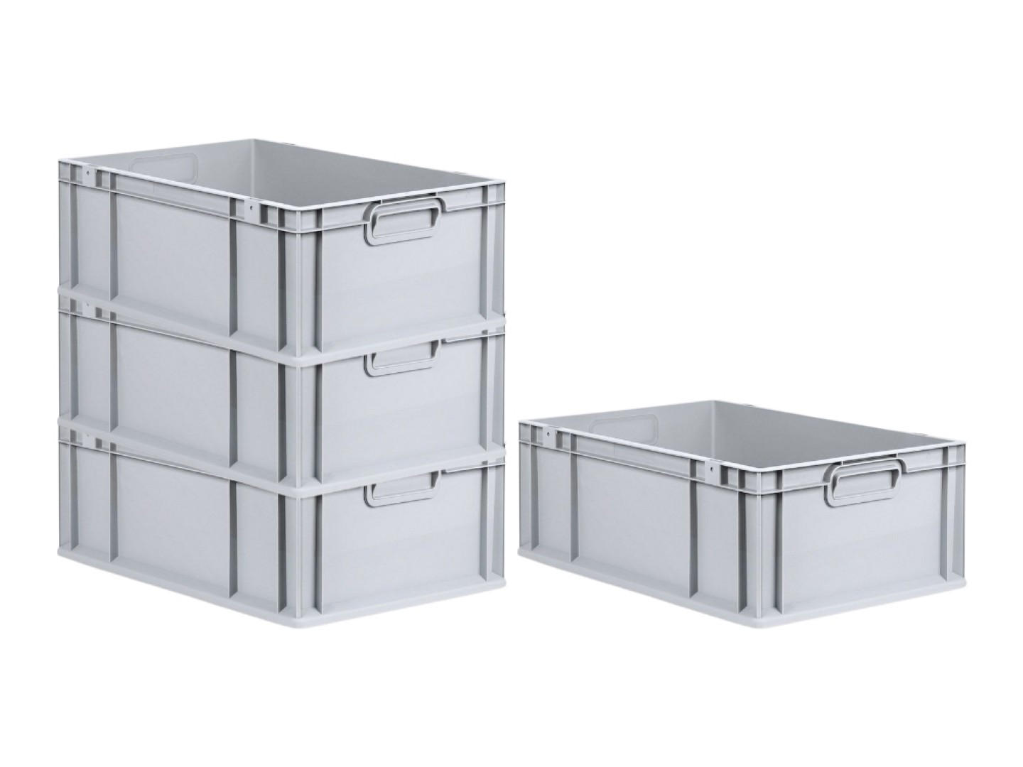 EUROBOX 4x Nextgen Economy Griffe Geschlossen 22x40x60cm 44 Liter - Grau, Kunststoff (40/22/60cm) - PROREGAL