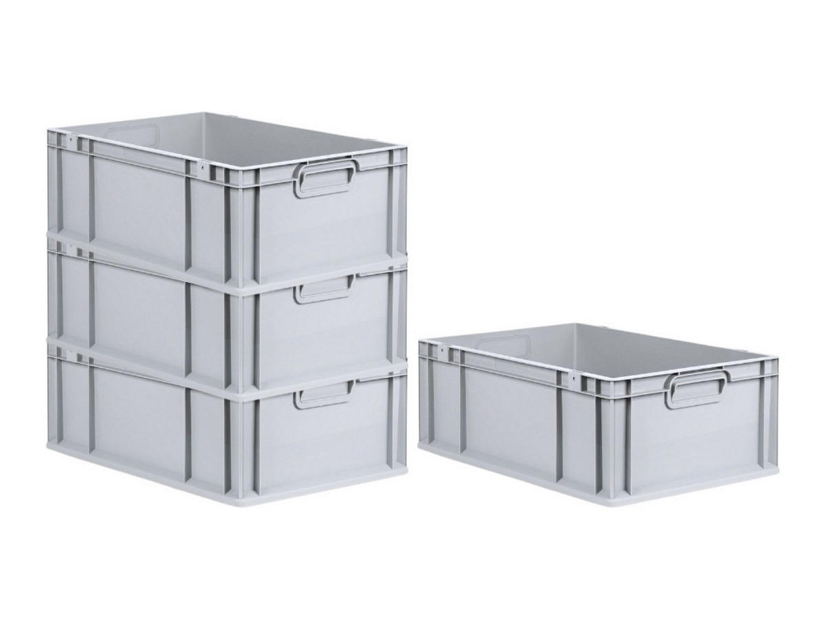 EUROBOX 4x Nextgen Economy Griffe Geschlossen 22x40x60cm 44 Liter - Grau, Kunststoff (40/22/60cm) - PROREGAL