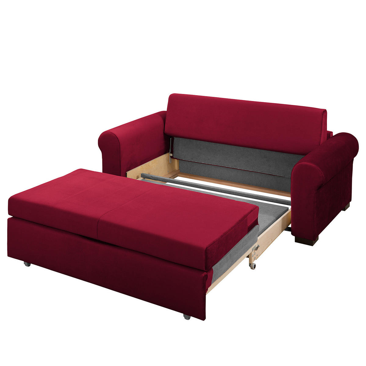 SCHLAFSOFA - Transparent/Rot, Birkenholz/Textil (165/95/90cm) - home24
