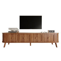 TV-LOWBOARD aus MDF und Spanplatte 180x38x47 cm Nussbaum mit Klapptüren und goldfarbenen Griffen - Braun, Holzwerkstoff (180/47/38cm) - IVMEU