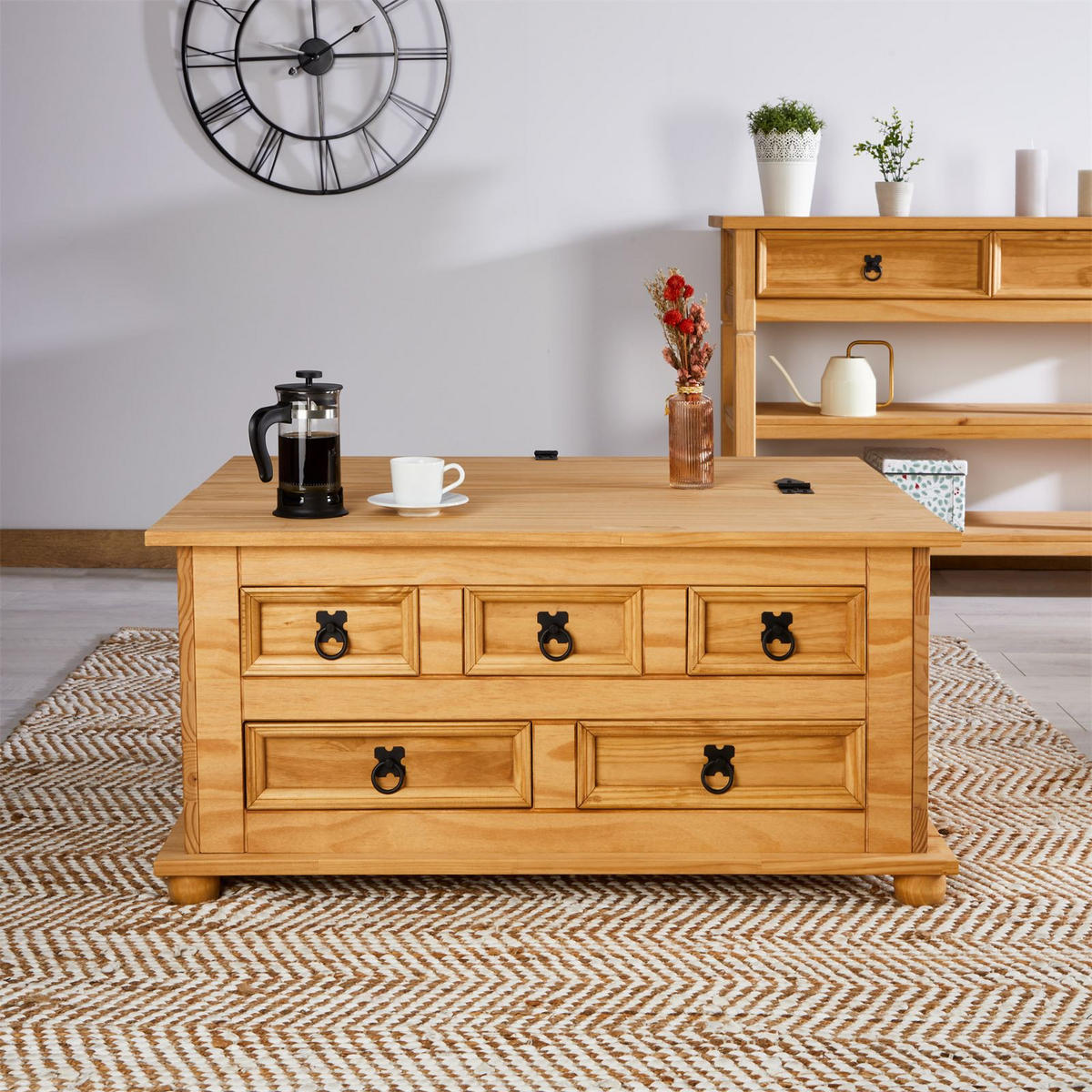 TRUHENTISCH TEQUILA - Kieferfarben, Holz (72/92/44cm) - IDIMEX