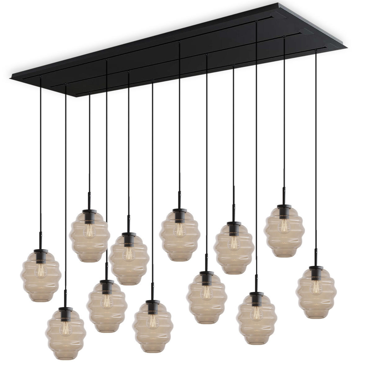 HÄNGELEUCHTE Echos 12-flammig Klar Ø 18cm - Klar/Schwarz, Glas (18/18/20cm) - s.luce