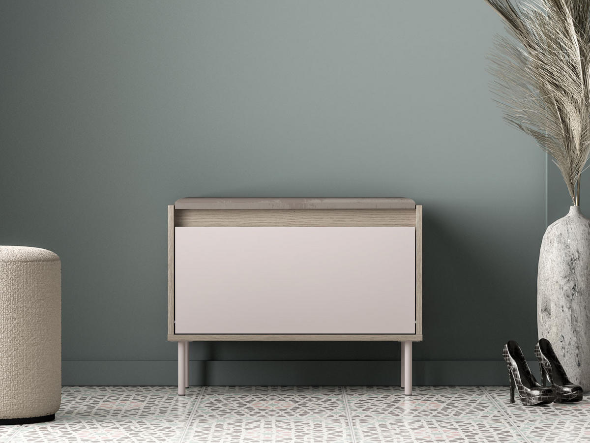 SITZBANK Voco Cashmere / Eiche Cremona Terrakotta 69 / 34 / 55cm - Kaschmir/Hellbraun, Holz/Holzwerkstoff (69/55/34cm) - Feldmann-Wohnen