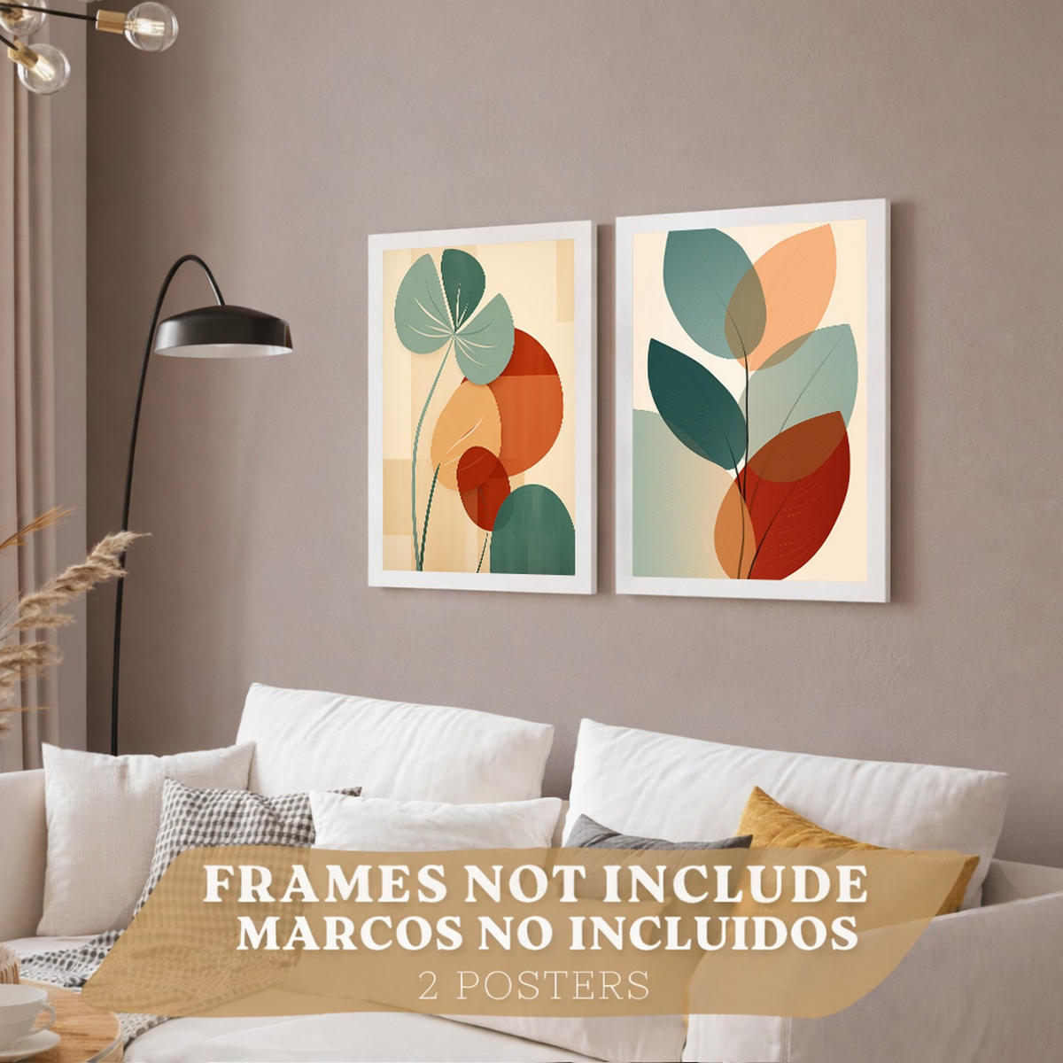 PLAKAT Sada 2 Botanické A4 bez rámu - čirá, papír (29.7/1/21cm) - Nacnic