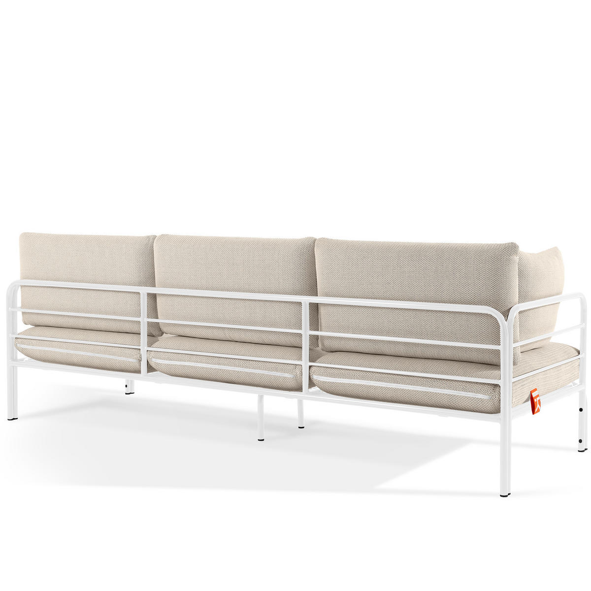 GARTENMÖBELSET RAMBE 4-tlg. 1x Tisch 2x Sessel 1x Sofa 3-Sitzer, mit Auflage, Stahlrahmen, LOFT-STIL, Weiß - Beige/Weiß, Glas/Textil - KONSIMO®
