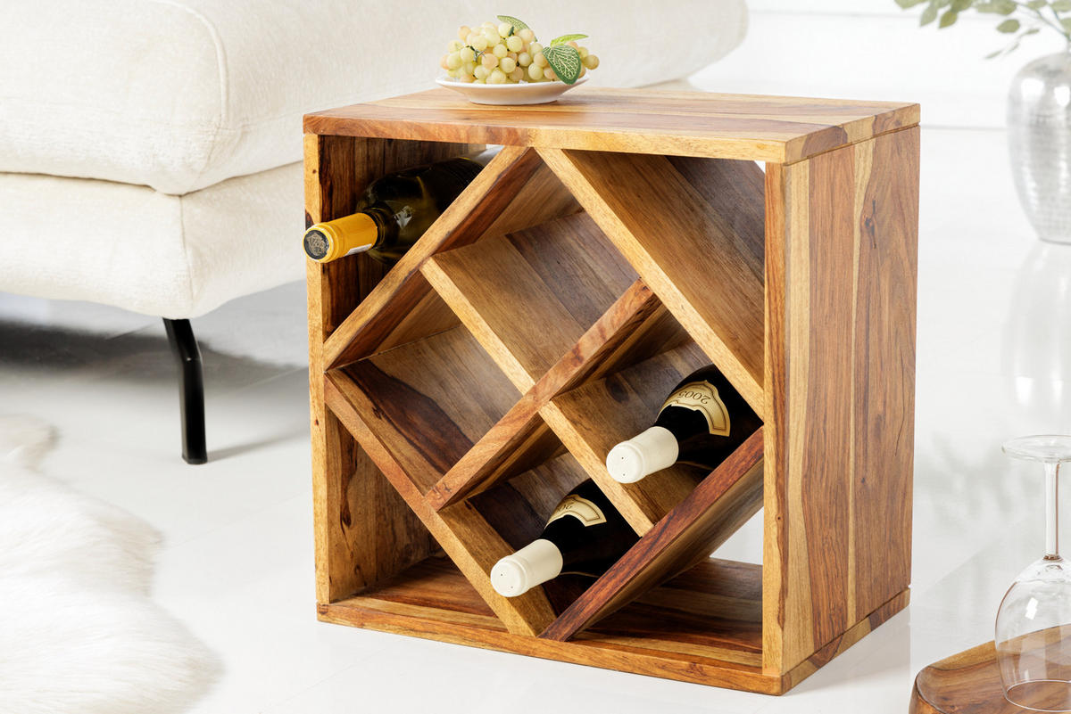 WEINREGAL CUBUS Sheesham Natur 40 cm - Braun, Holz (40/40/25cm) - riess-ambiente