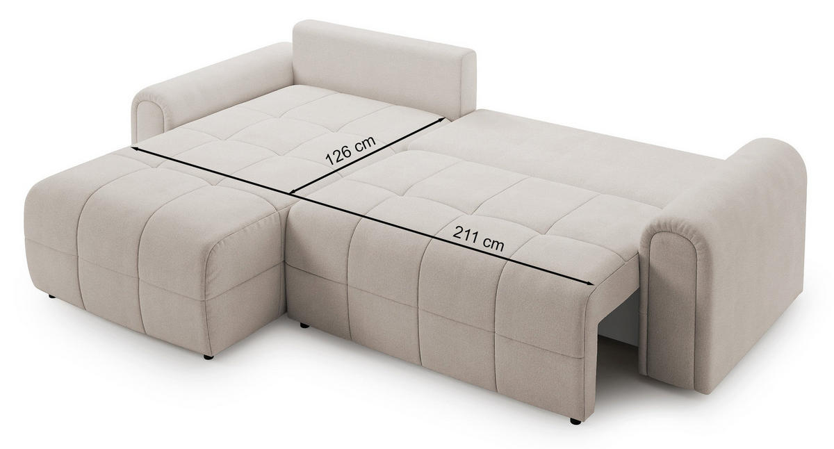 ECKSOFA Simolla Grau links - Schwarz/Grau, Kunststoff/Textil (268/180cm) - Selsey