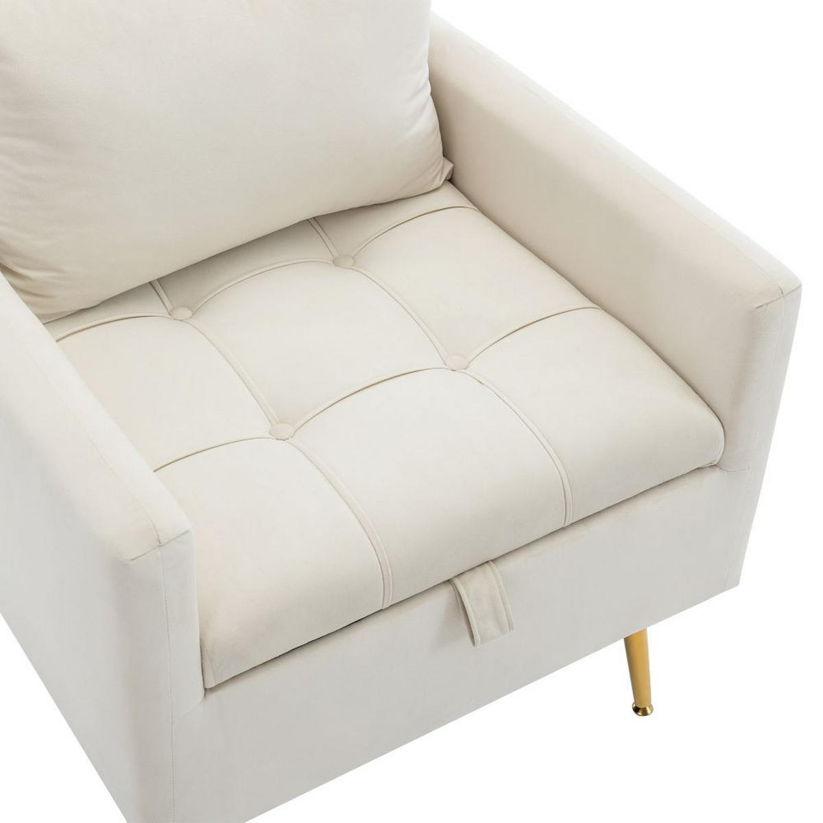 SESSEL in Beige Samt mit Goldenen Metallbeinen - Beige, Textil (71/76/71cm) - KOMHTOM