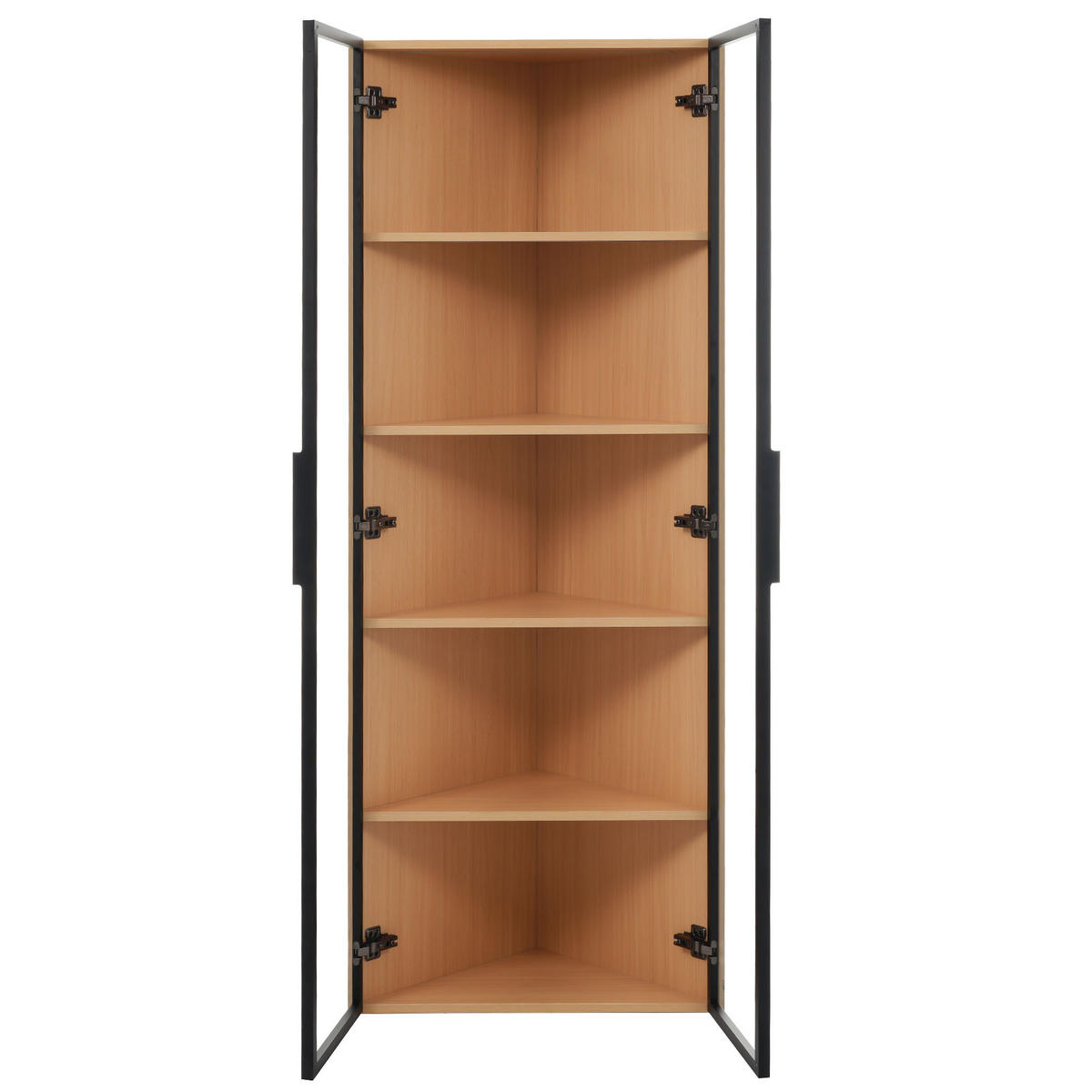 VITRINE 62cm Eiche Glas LED Eckvitrine modern - Eichefarben, Holzwerkstoff (62/160/35cm) - FLIEKS