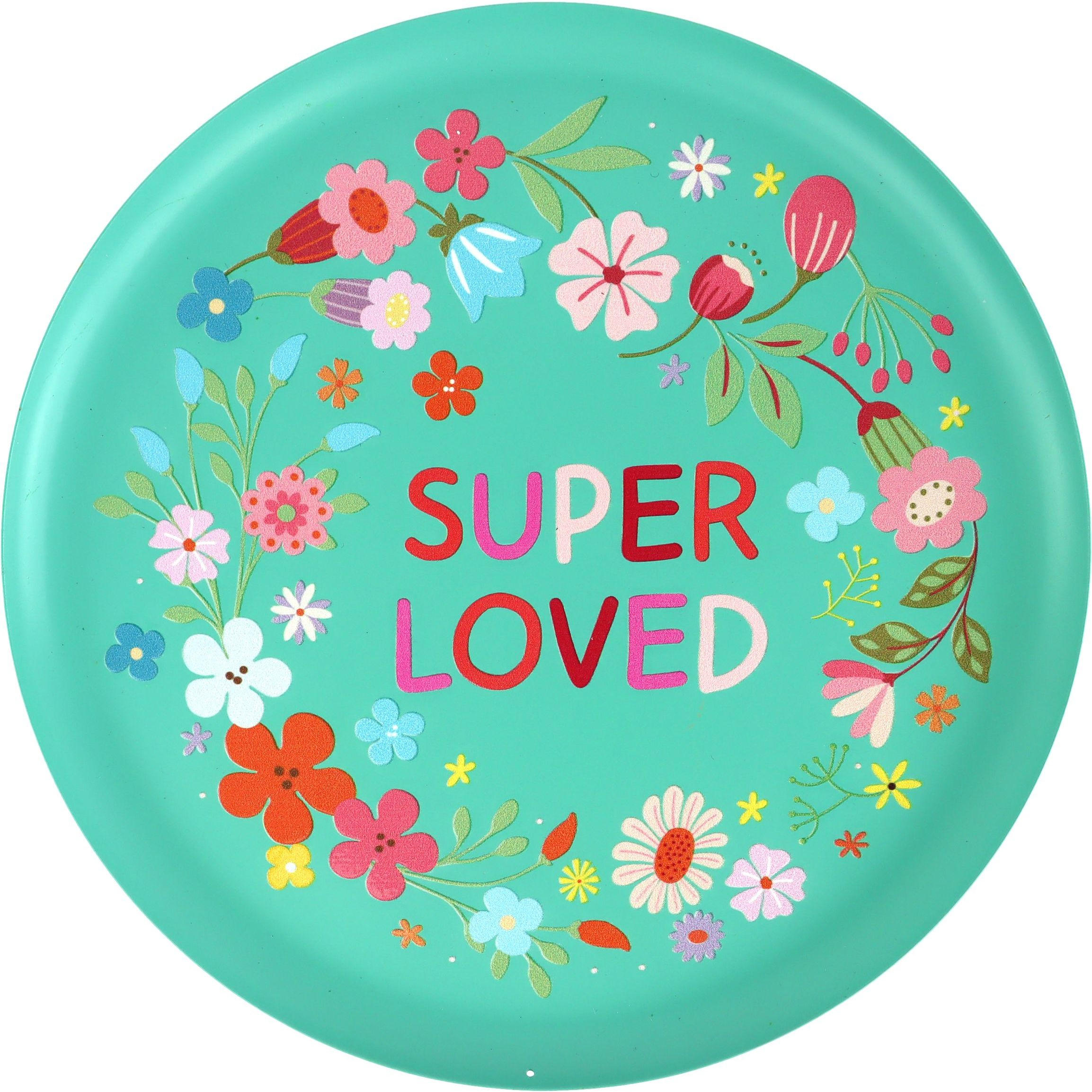 DEKOTELLER & -TABLETTS Super Loved 26/26/1,5 cm - Grün, Metall (26/1.5cm) - FURNARO