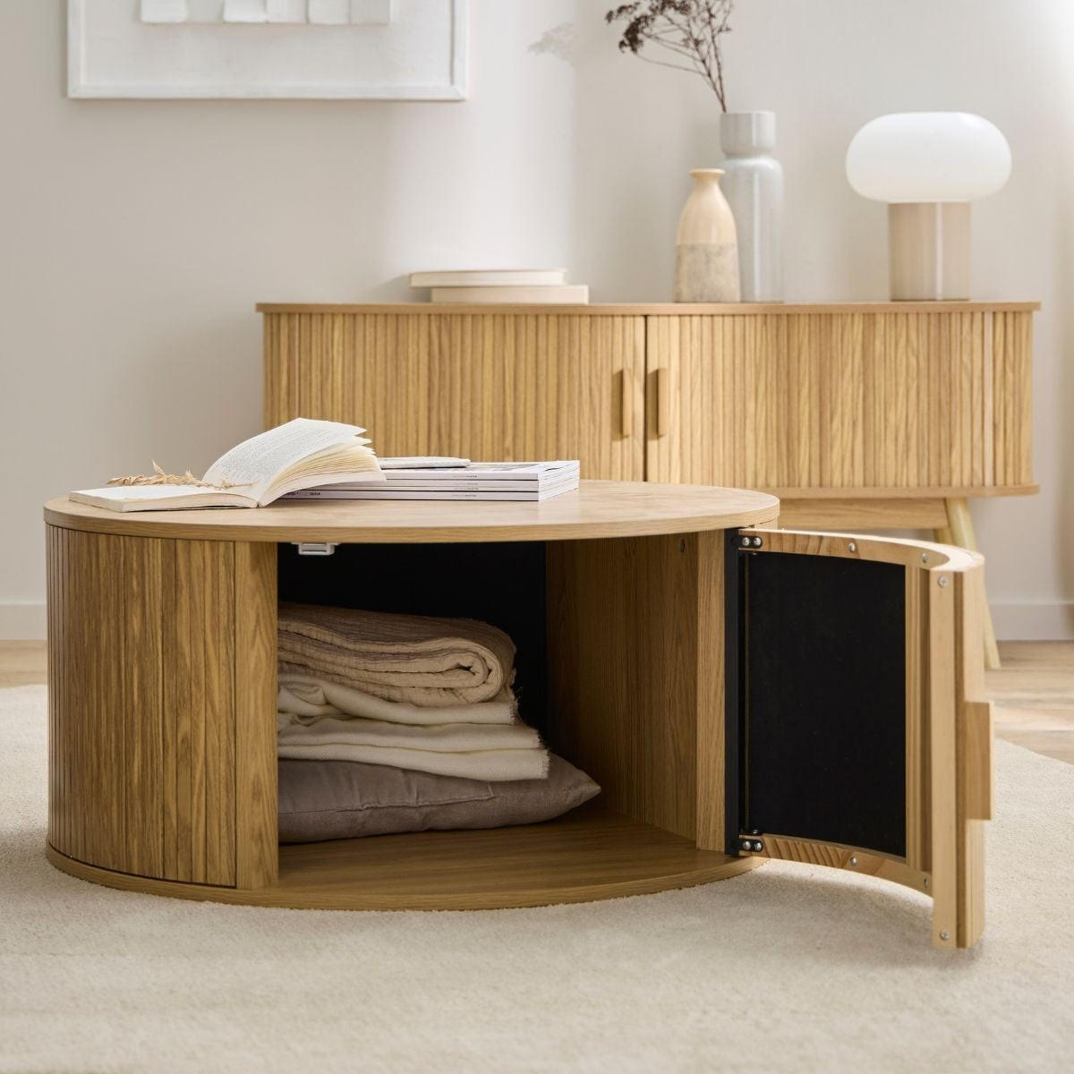 COUCHTISCH mit stauraum - ernest 75/75/35,5 cm - Eschefarben, Holzwerkstoff (75/75/35.5cm) - Calicosy