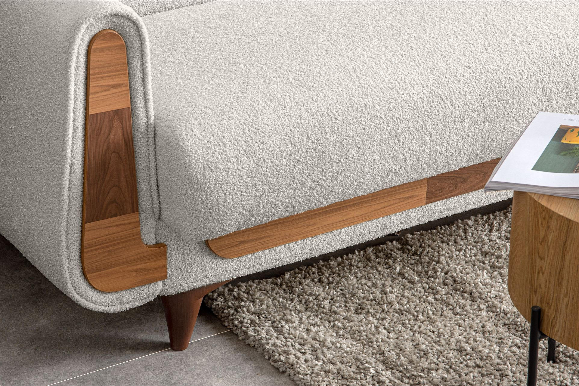 3-SITZER-SCHLAFSOFA GUSTAVO mit Armlehnen, weiß - Braun/Weiß, Holz/Holzwerkstoff (230/98/98cm) - KONSIMO®