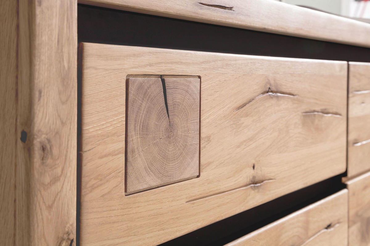 SIDEBOARD Wildeiche 120x45x85 bianco geölt VILLANDERS #210 - Beige, Holz (120/85/45cm) - Massivmoebel24