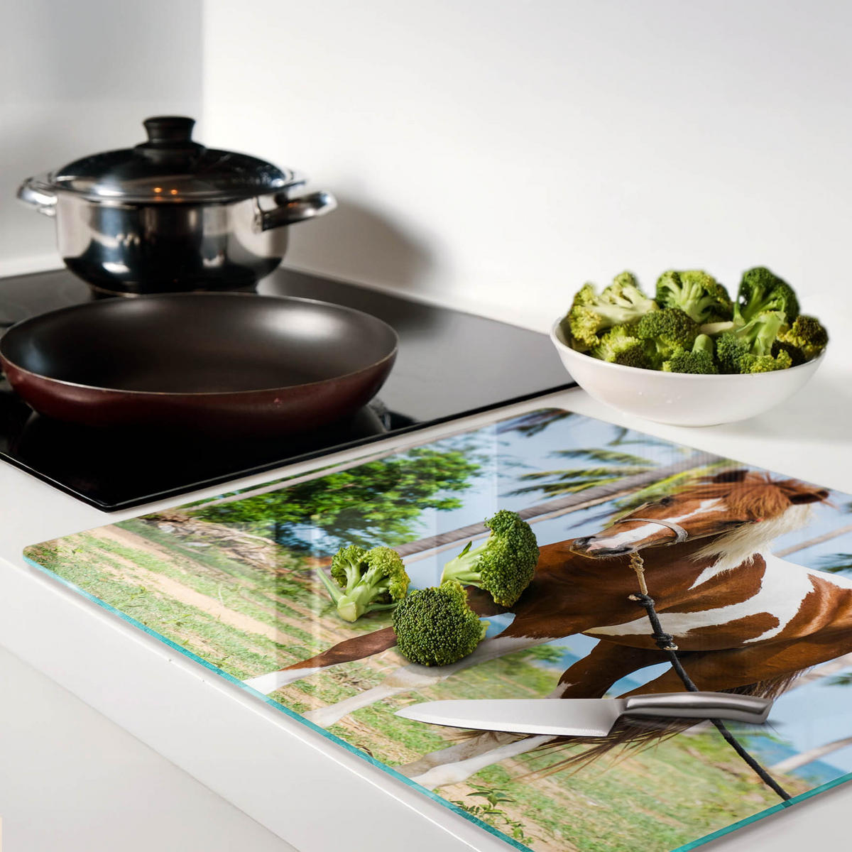 GLASPLATTE 60x52 cm Pinto-Pferd - Hellgrün, Glas (60/52cm) - TULUP