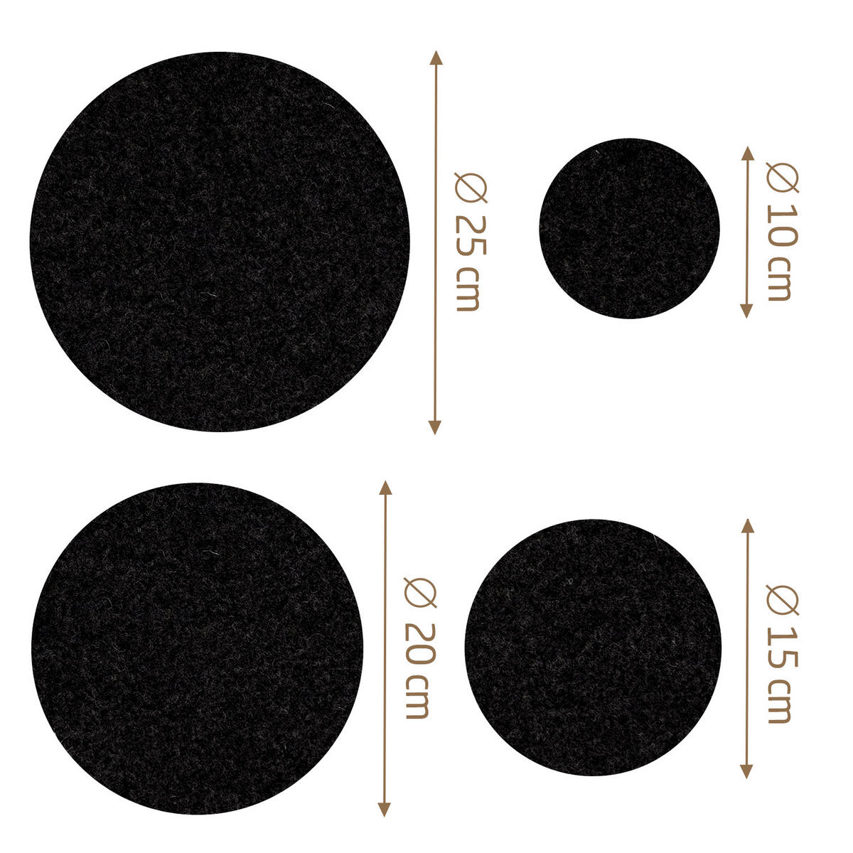 VASENUNTERSETZER 8er-Set - Schwarz, Textil (25/25cm) - Miqio Design