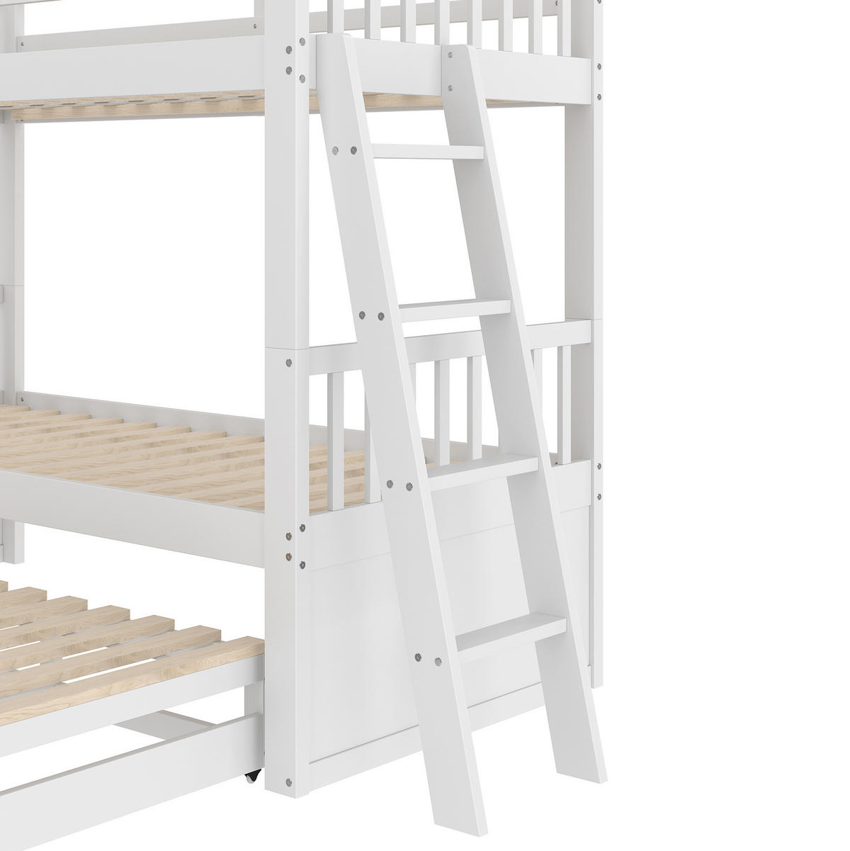 ETAGENBETT aus Kiefernholz und MDF 90x200 cm Weiß mit Ausziehbett und 3 Schubladen - Weiß, Holz (90/200cm) - IVMEU