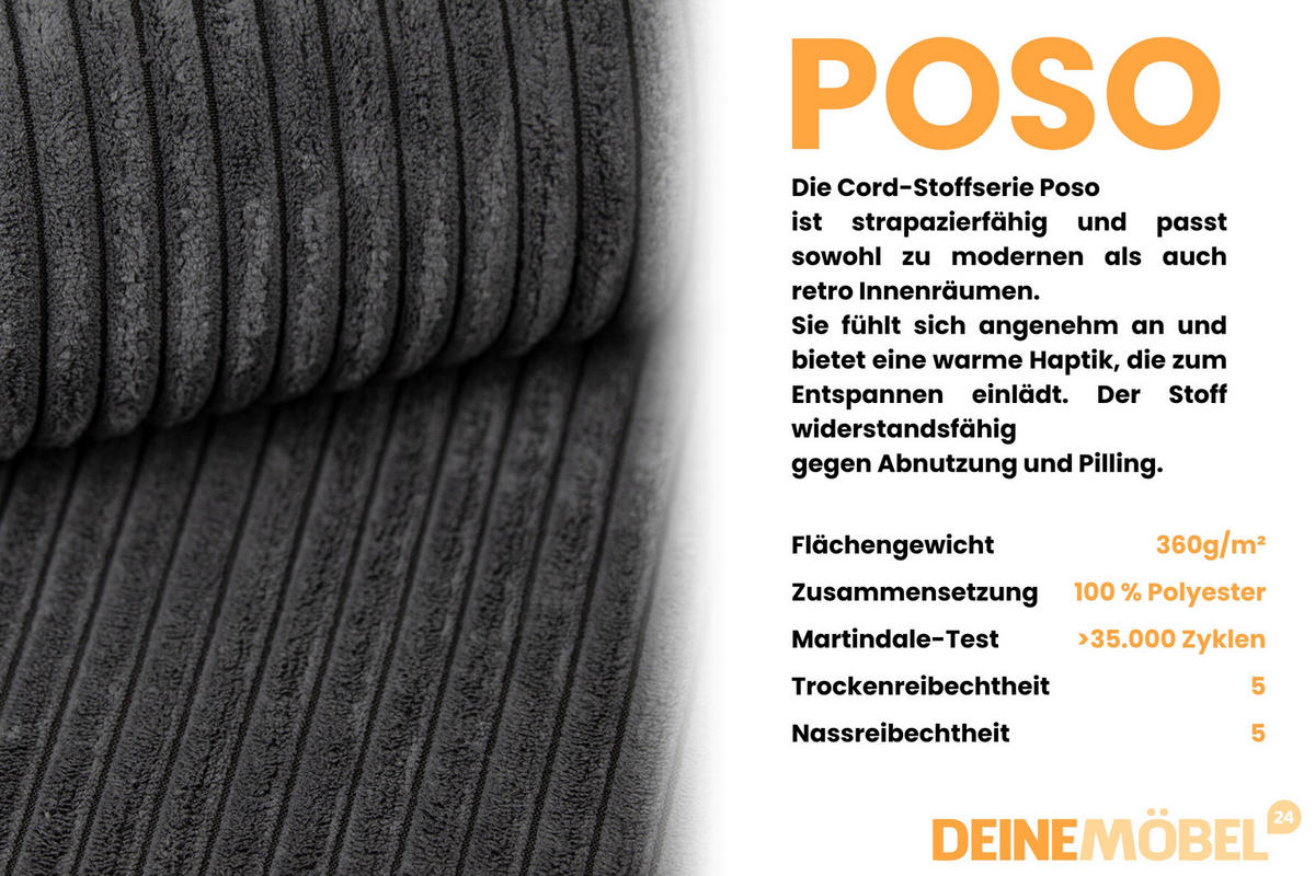 BOXBETT LON IV 160/200 in Cord Anthrazit H3 - Anthrazit, Holz/Holzwerkstoff (160/200cm) - Deine Möbel 24