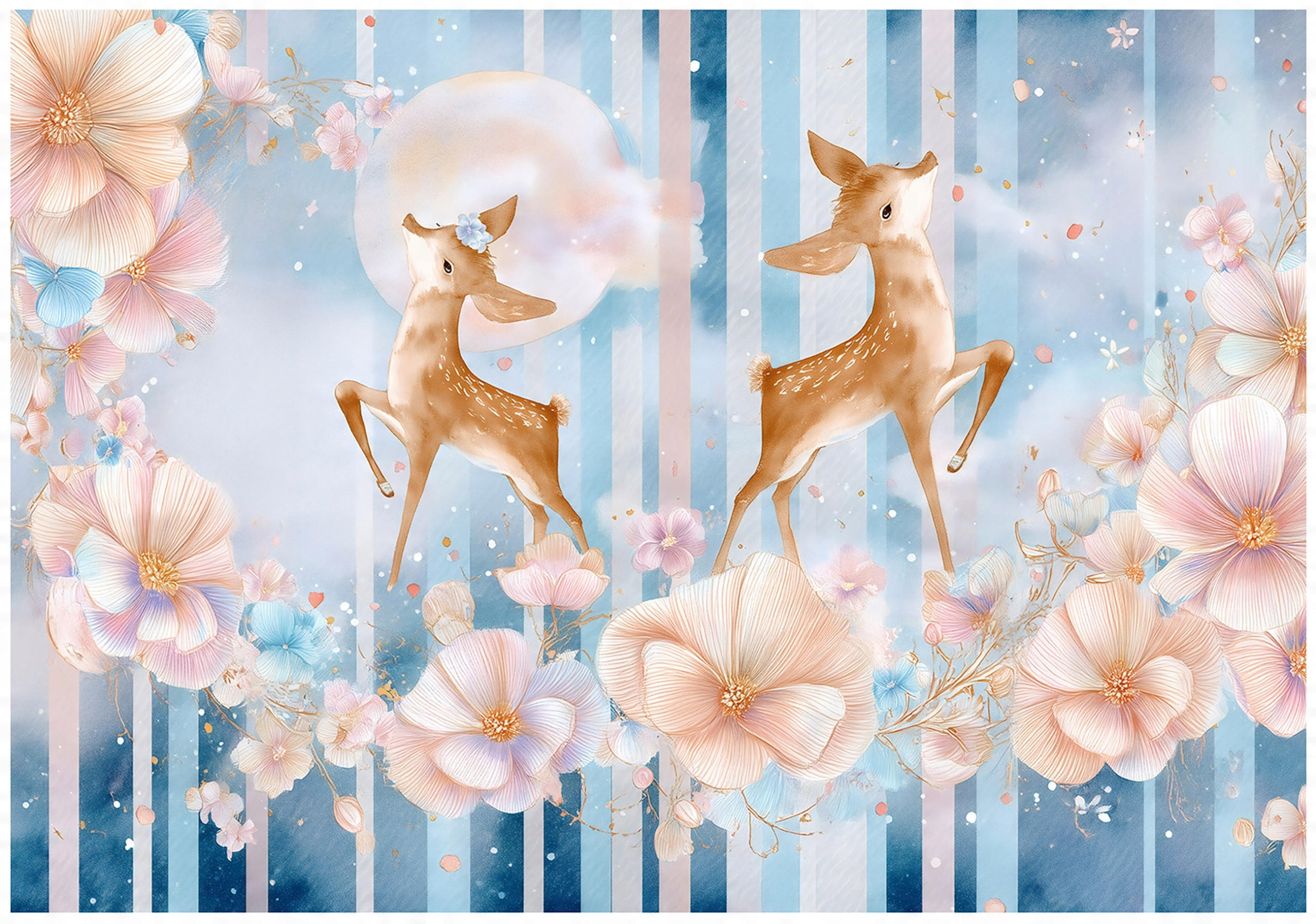 FOTOTAPETE Mädchen Kinderzimmer Blumen Tiere 250x175 - Multicolor, Papier (250/175cm) - Wallarena